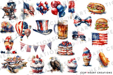 Load image into Gallery viewer, 4th of July Watercolor Clipart Set