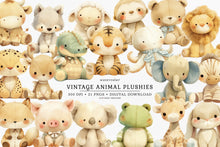 Load image into Gallery viewer, Watercolor Animal Plushies Clip Art