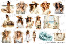 Load image into Gallery viewer, Watercolor Beach Lover Clip Art