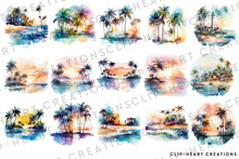 Load image into Gallery viewer, Beach Scenes Watercolor Clipart Set