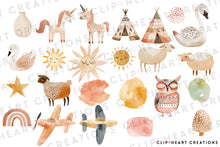 Load image into Gallery viewer, Boho Doodle Baby Clipart Collection
