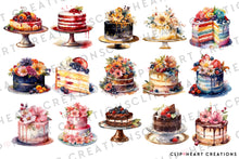 Load image into Gallery viewer, Watercolor Cake Clipart Collection