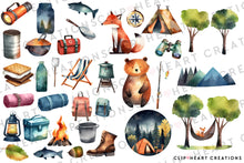 Load image into Gallery viewer, Camping Watercolor Clipart
