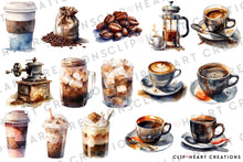 Load image into Gallery viewer, Coffee Watercolor Clipart Collection
