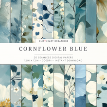Load image into Gallery viewer, Cornflower Blue Seamless Digital Papers