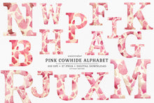 Load image into Gallery viewer, Pink Cowhide Alphabet Clipart