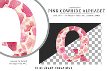 Load image into Gallery viewer, Pink Cowhide Alphabet Clipart