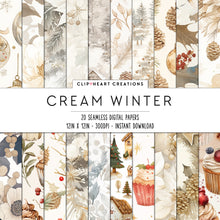 Load image into Gallery viewer, Watercolor Cream Winter Seamless Digital Papers