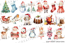 Load image into Gallery viewer, Cute Christmas Watercolor Clipart Set