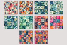 Load image into Gallery viewer, Dark Quilt Seamless Digital Papers