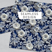 Load image into Gallery viewer, Navy Lace Seamless Digital Papers