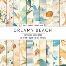 Load image into Gallery viewer, Watercolor Dreamy Beach Seamless Digital Papers