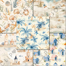 Load image into Gallery viewer, Watercolor Dreamy Beach Seamless Digital Papers
