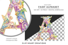 Load image into Gallery viewer, Watercolor Fairy Alphabet Clipart