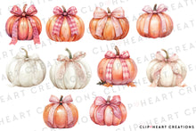 Load image into Gallery viewer, Watercolor Feminine Fall Pumpkins Clip Art