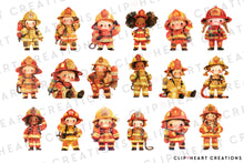 Load image into Gallery viewer, Little Firefighters Clipart Collection