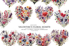 Load image into Gallery viewer, Valentine's Floral Hearts Clipart Collection