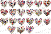 Load image into Gallery viewer, Valentine's Floral Hearts Clipart Collection