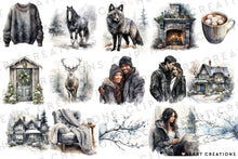 Load image into Gallery viewer, Watercolor Chrisp Christmas Clip Art