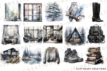 Load image into Gallery viewer, Watercolor Chrisp Christmas Clip Art