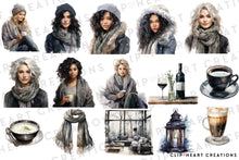 Load image into Gallery viewer, Watercolor Chrisp Christmas Clip Art