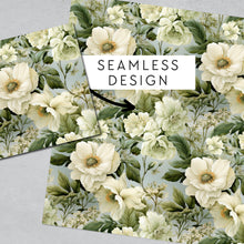 Load image into Gallery viewer, Green Floral Ephemera Seamless Digital Papers