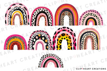 Load image into Gallery viewer, Watercolor Hot Pink Leopard Print Rainbows