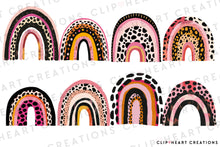 Load image into Gallery viewer, Watercolor Hot Pink Leopard Print Rainbows