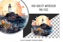 Load image into Gallery viewer, Lighthouses Watercolor Clipart Set