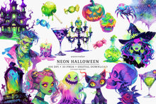 Load image into Gallery viewer, Watercolor Neon Halloween Clip Art