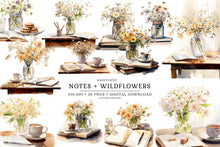 Load image into Gallery viewer, Notes + Wildflowers Clipart Collection