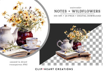 Load image into Gallery viewer, Notes + Wildflowers Clipart Collection