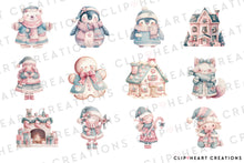 Load image into Gallery viewer, Watercolor Pastel Christmas Clip Art