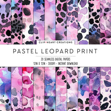 Load image into Gallery viewer, Watercolor Pastel Leopard Print Seamless Digital Papers