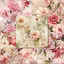 Load image into Gallery viewer, Pink Floral Ephemera Seamless Digital Papers