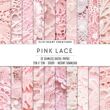 Load image into Gallery viewer, Pink Lace Seamless Digital Papers