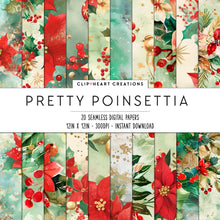 Load image into Gallery viewer, Watercolor Pretty Poinsettia Seamless Digital Papers
