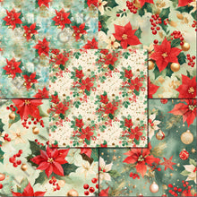 Load image into Gallery viewer, Watercolor Pretty Poinsettia Seamless Digital Papers