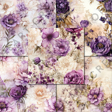 Load image into Gallery viewer, Lilac Floral Ephemera Seamless Digital Papers