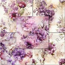 Load image into Gallery viewer, Lilac Floral Ephemera Seamless Digital Papers