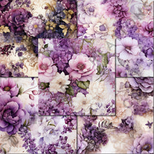 Load image into Gallery viewer, Lilac Floral Ephemera Seamless Digital Papers