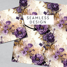 Load image into Gallery viewer, Lilac Floral Ephemera Seamless Digital Papers