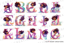 Load image into Gallery viewer, Watercolor Purple Mermaid Alphabet Clipart