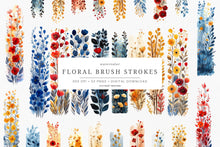 Load image into Gallery viewer, Red and Blue Floral Brush Strokes