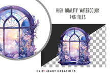 Load image into Gallery viewer, Romantic Windows Watercolor Clipart Set
