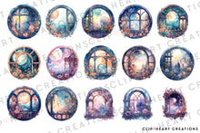 Load image into Gallery viewer, Romantic Windows Watercolor Clipart Set