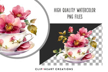 Load image into Gallery viewer, Rose Tea Set Watercolor Clipart Set