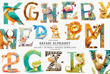 Load image into Gallery viewer, Safari Animal Alphabet Clipart
