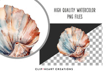 Load image into Gallery viewer, Seashells Watercolor Clipart Set