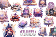 Load image into Gallery viewer, Magical Spellbooks Watercolor Clipart Set